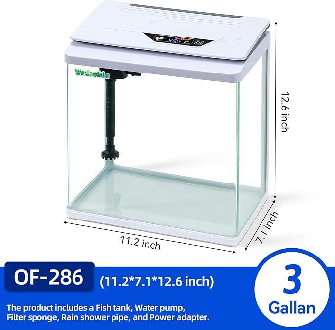 High-Transparency Fish Tanks, Betta and Goldfish Tanks with Filter, Light, Seven-Color LED, Integrated Oxygenation, Filtration, and Circulation, and Aquarium Starter Kits 3 Gallon