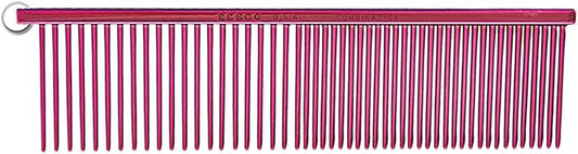 Resco Professional Anti-Static Best Dog, Cat, Pet Grooming Comb, Medium/Coarse Tooth Spacing, 1.5-Inch Pins, Candy Red
