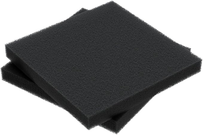 Pawfly 9" L x 9" W Aquarium Filter Media Sponge Aquarium Filter Media Pad for Sumps Ponds Hydroponics Black Foam Floss for Water Filtration, 2 Pack