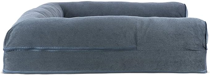 Furhaven Cooling Gel Dog Bed for Large Dogs w/ Removable Bolsters & Washable Cover, For Dogs Up to 95 lbs - Sherpa & Chenille Sofa - Orion Blue, Jumbo/XL