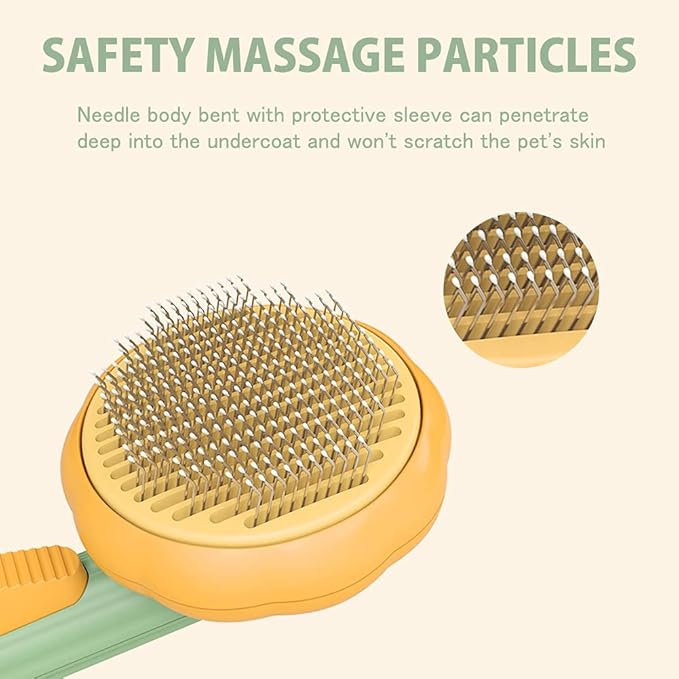 Pumpkin Self Cleaning Brush for Pet Deshedding - Deep Cleaning for Dogs, Cats, Puppies, Rabbits, Bunnies