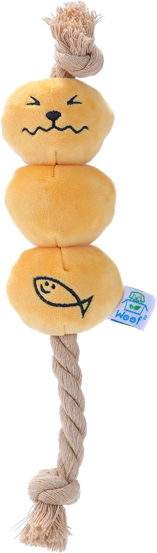 Curry Fishball Soft Plush Squeaky Dog Pull Toy - Durable, Iconic, Cute & Fun Rope Toy for Interactive Bonding Time, Sliding Mechanism, Hide Food for Puzzle Play, Small Medium Dogs