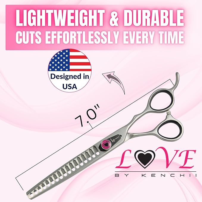 Kenchii Love Dog Grooming Scissors, 17 Tooth Thinning Shears, Dog Scissors for Grooming, Professional Pet Grooming Scissors, Heavy Duty, Durable and Sharp