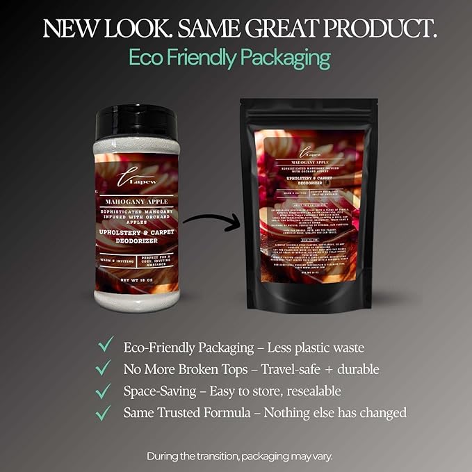 Mahogany Apple Carpet Freshener Powder: Powerful Odor Eliminator for Home, Upholstery Deodorizer, Carpet Deodorizer, Pet Urine, Cat Litter Box - Mahogany Apple Fragrance