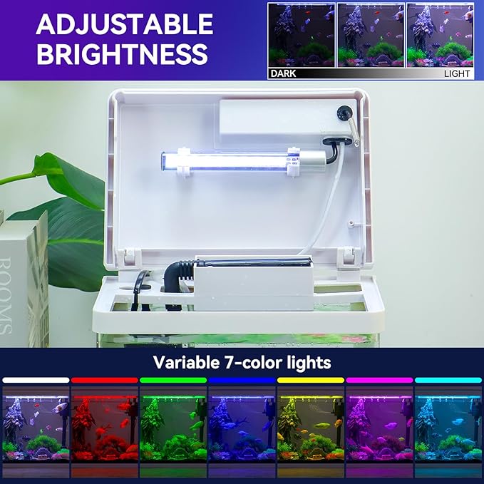 Beginner Betta Fish Tank Aquarium kit Intelligent Timed Shutdown, Seven LED Lights, Adjustable Brightness, High-Transparency Glass, Efficient Filtration