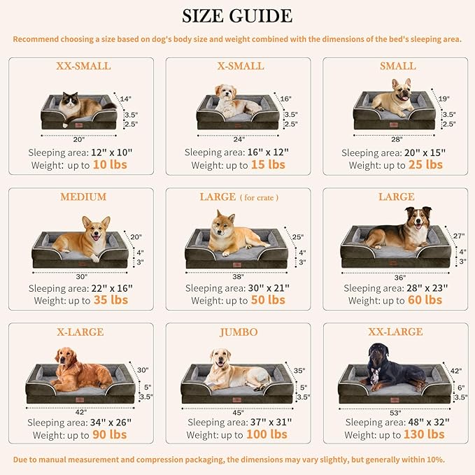 Comfort Expression Small Dog Beds Waterproof Orthopedic Foam Dog Sofa Beds for Medium Dogs Comfy Pet Bed with Washable Removable Cover & Non-Slip Bottom(Small,Dark Green)