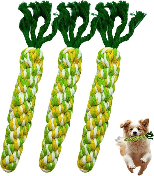 3PCS Rainbow Woven Pet Chew Set, Colorful Puppy Teething Chews, Dog Chew Toys, Cat Teething Playset, Soft & Safe Interactive Pet Chews