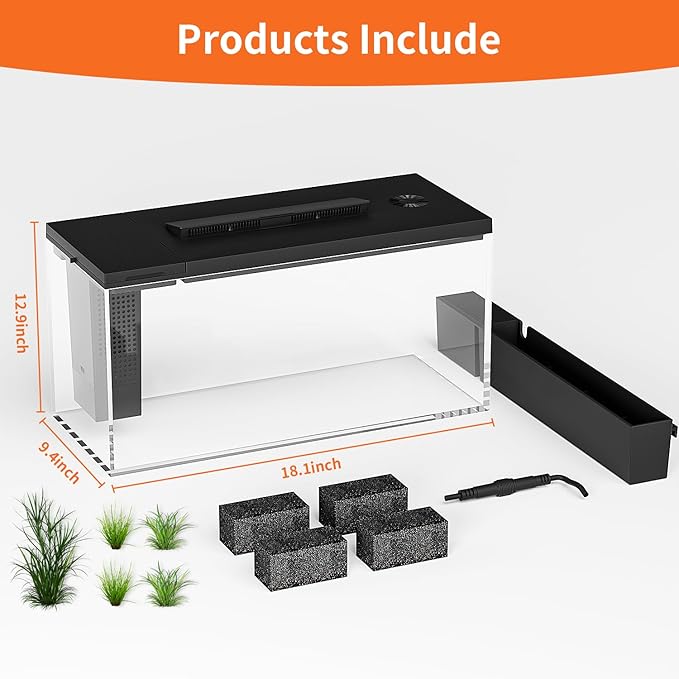 3.7 Gallon Betta Fish Tank self Cleaning,Smart Aquarium Aquarium kit with Filter Light Water Pump