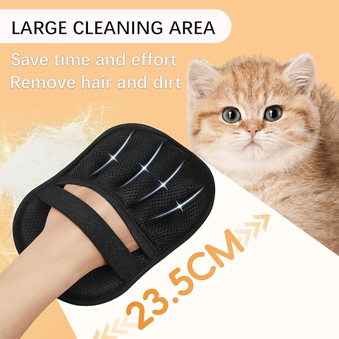 3 Pcs Magic pet Hair Remover Glove - Reusable & Easy-to-Clean cat and Dog Fur Brush for Effortless Grooming, Upgraded Grip and Large Size for Better Coverage