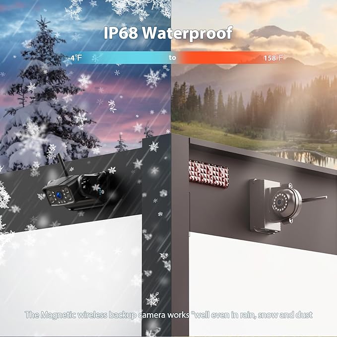 Magnetic RV Wireless Backup Camera, HD 1080P 10" Loop Recording Monitor, 2-Rear View 2-Side View Cameras Wireless System for RV Trailer Trucks, Built-in 9600mAh Battery, Night Vision- ZEROXCLUB BC104