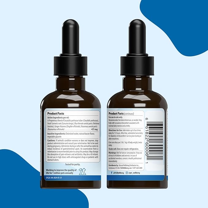 Pet Wellbeing Comfort Gold for Cats - Supports Feline Physical Comfort, Healthy Circulation, Corydalis, Turmeric - Veterinarian-Formulated Herbal Supplement 2 oz (59 ml)