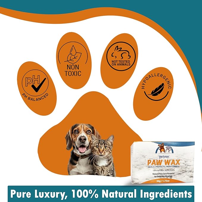 Natural Dog Paw & Nose Balm – Moisturizing Paw Wax with Dead Sea Minerals | Lick-Safe, Organic Balm for Dry, Cracked Paws & Dry Noses | Heat, Ice & Terrain Protection – 1.75 oz