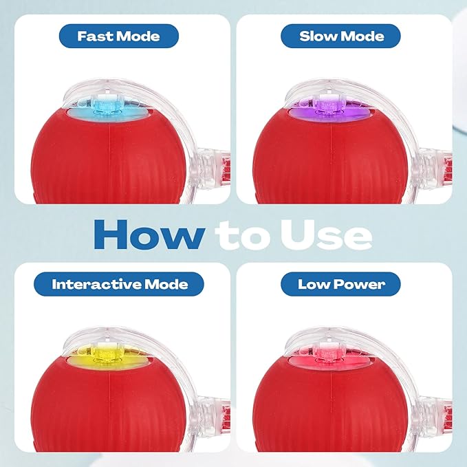 2 Pcs Interactive Rolling Cat Dog Toy Ball, Electric Cat Ball Toy Smart Automatic Self Rolling Dog Ball Toys, 360° Smart Rolling Ball Toy Electric Balls for Dog Cat (Red)