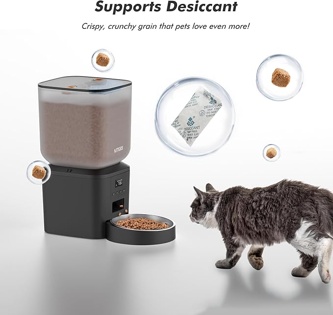 Automatic Dog Feeder - 8L/34 Cups Large Capacity Automatic Cat Food Dispenser with LCD Screen, Large Food Tray, Battery Operated, Timed Cat Feeder, Up to 50 Portions 6 Meals Per Day, Keeps Fresh