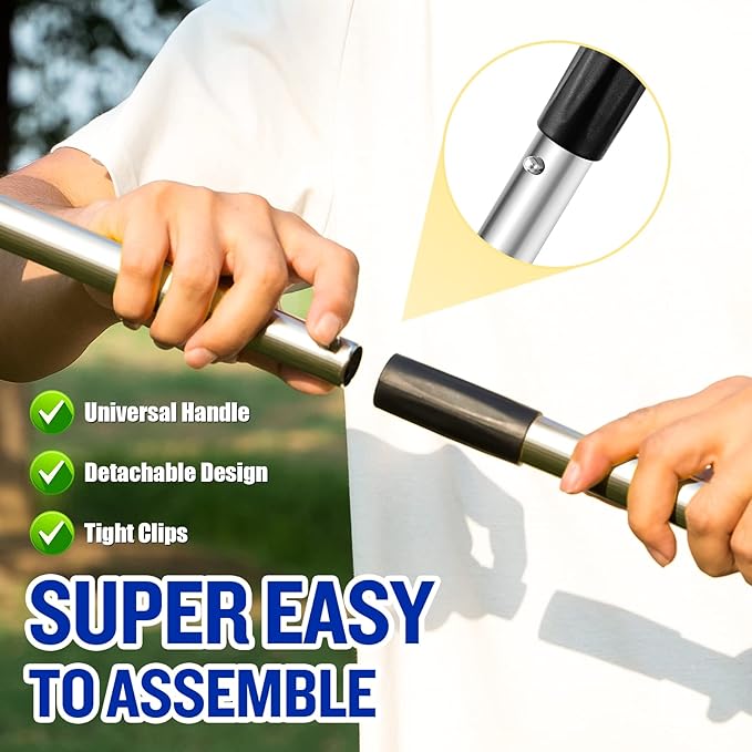 Dog Pooper Scooper for Large Dogs, 3 Pack Adjustable Long Handle Metal Tray, Rake and Spade Poop Scoop with Bin for Pet Waste Removal, No Bending Clean Up for Medium and Large Dogs