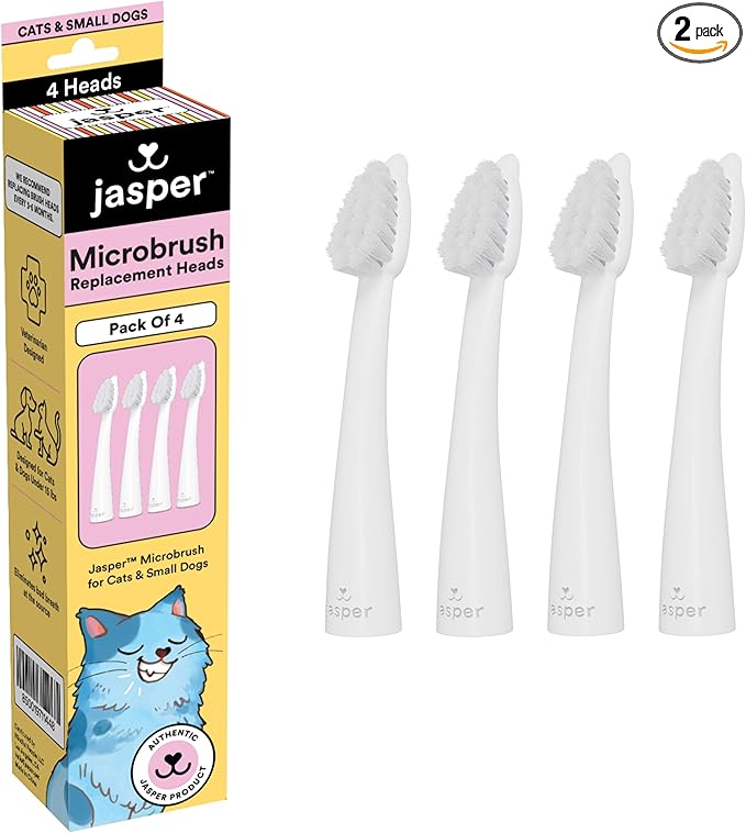 Jasper Microbrush Cat Toothbrush, Soft-Bristled Toothbrush Kit for Felines & Small Dogs, Non-Slip Handle with 2 Replaceable Brush Heads, Use with Cat Toothpaste (Microbrush, Brush Heads Only)