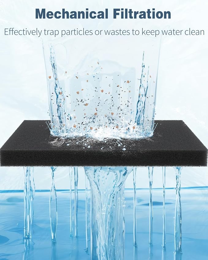 Pawfly 9" L x 9" W Aquarium Filter Media Sponge Aquarium Filter Media Pad for Sumps Ponds Hydroponics Black Foam Floss for Water Filtration, 2 Pack