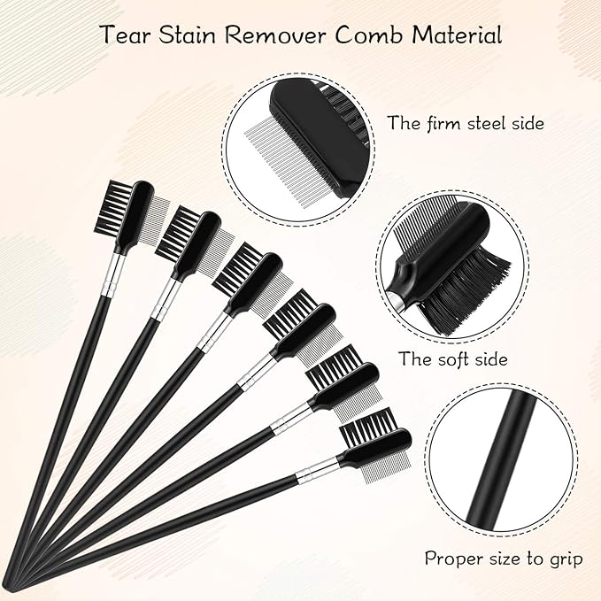 Mudder 6 Pieces Dog Grooming Comb - Double-Sided, Multipurpose Tool for Removing Tear Stains, Crust, Mucus, and Fleas from Small Pets Like Cats and Puppies