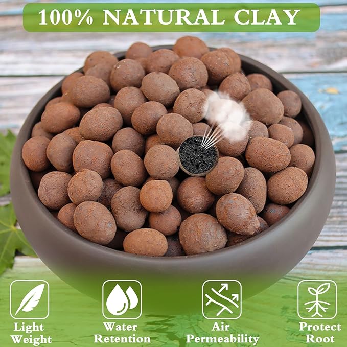 Halatool 16LB Organic Clay Pebbles 4mm-16mm Leca for Plants 100% Natural Lightweight Hydroton Clay Pebbles for Hydroponics Gardening Orchids Drainage Decoration Aquaponics