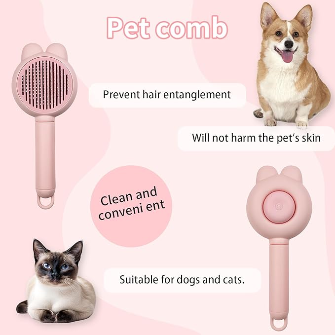 Zoocozy Cat Brush for Shedding, Dog Deshedding Brush, Pet Hair Removal Tool for Puppy Pitten(Pink)