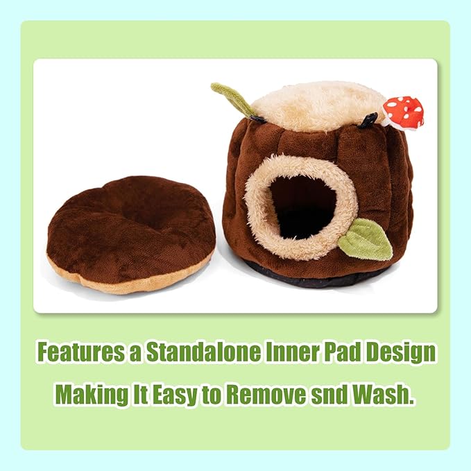 Guinea Pig Hideout Hamster Cage Accessories,Stump Style Soft Washable Hedgehog,Ferret,Rat Hammock for Cage,Chinchilla,Ferret, Bunny Bed,Small Animal Houses & Habitats(S)