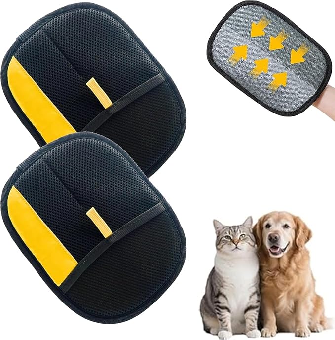 2 Pcs Pet Hair Removal Glove, 2025 New Pet Hair Remover Electrostatic Gloves, Upgrade Electrostatic Gloves Pet Hair, Reusable Cat Dog Grooming Gloves Pet Hair for Cats & Dogs