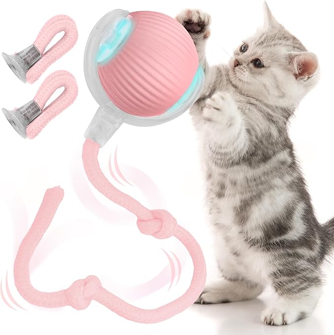 Pawlo Speedy Tail 2.0 Cat Toy –Teazys Turbo Tail Upgrade – Interactive Cat Toy – Kitten Toys – Automatic cat Toy for Boredom – Moving cat Toys for Indoor Cats with 2 Tails (Pink)
