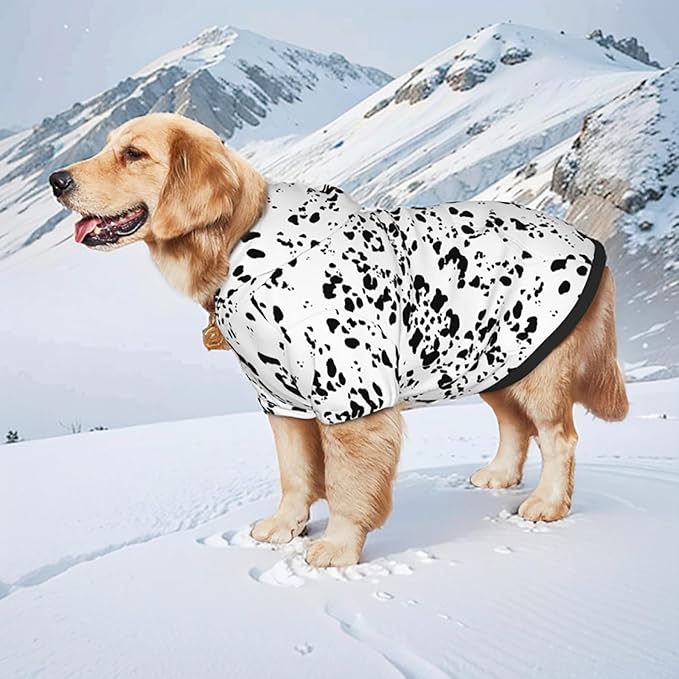 Dalmatian Hoodie, Cute Halloween Cosplay Winter Costume With Pocket, Dalmatians Print Clothes for Medium Large Dogs