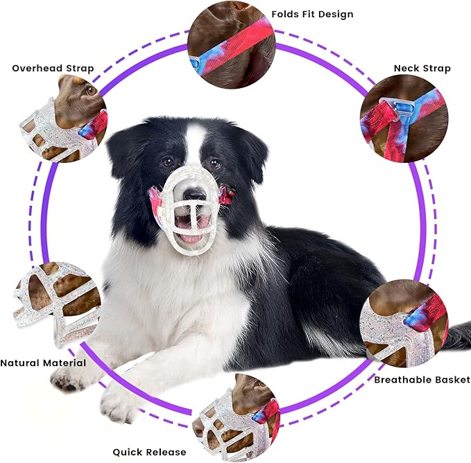 Basket Muzzle Allows Panting Drinking - Anti Biting Chewing, Suitable for Grooming Trimming Training, Transparent, Size 4