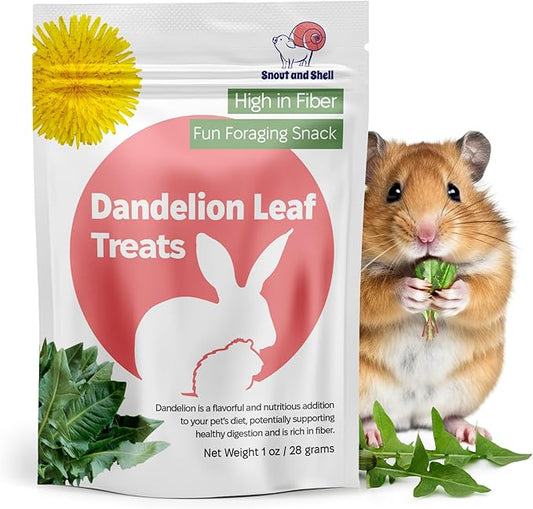 Snout and Shell Dandelion Leaf Treat for Small Pets – 1 oz (28g) | High-Fiber, Natural Foraging Snack for Rabbits, Guinea Pigs, Chinchillas, Squirrels & More
