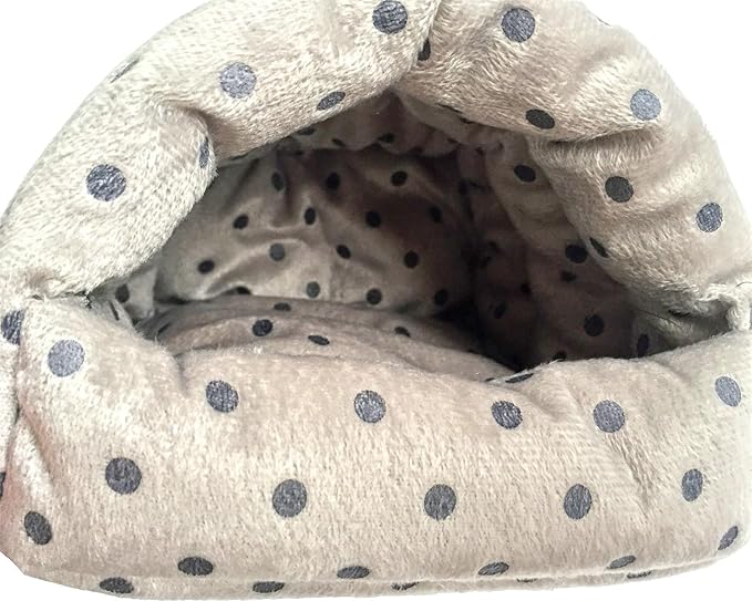 WOWOWMEOW Guinea Pig Cave Bed Small Animals Warm Cage Hanging Bed for Rat, Chinchilla, Hedgehog, Rabbit (L, Dot-Grey)