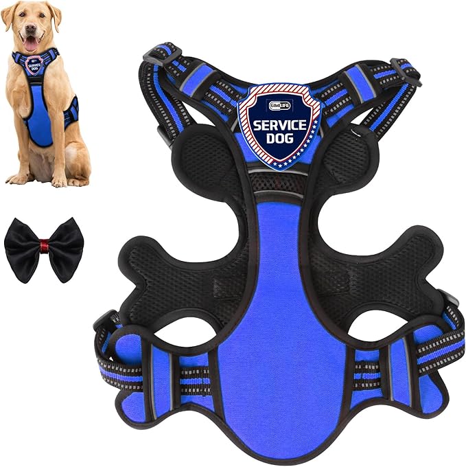Dog Harness, Adjustable Reflective Dog Vest No Pull Dog Harness with Badge and Bow Tie for Puppy Small Medium Large Dogs