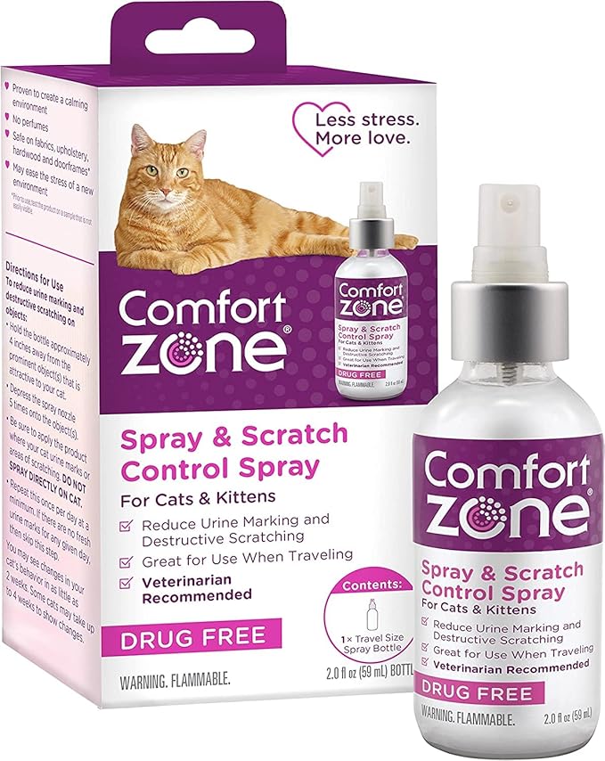 Comfort Zone Spray & Scratch Control Cat Calming Spray (2 x 2 Oz (4 oz Total))