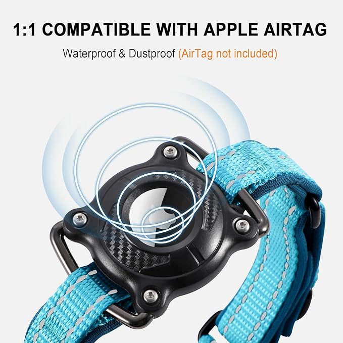 Airtag Dog Collar with Martingale Design, IP68 Waterproof Air Tag Collar Holder, Adjustable Reflective Soft Padded Nylon Dog Collar for Large Medium Small Dogs