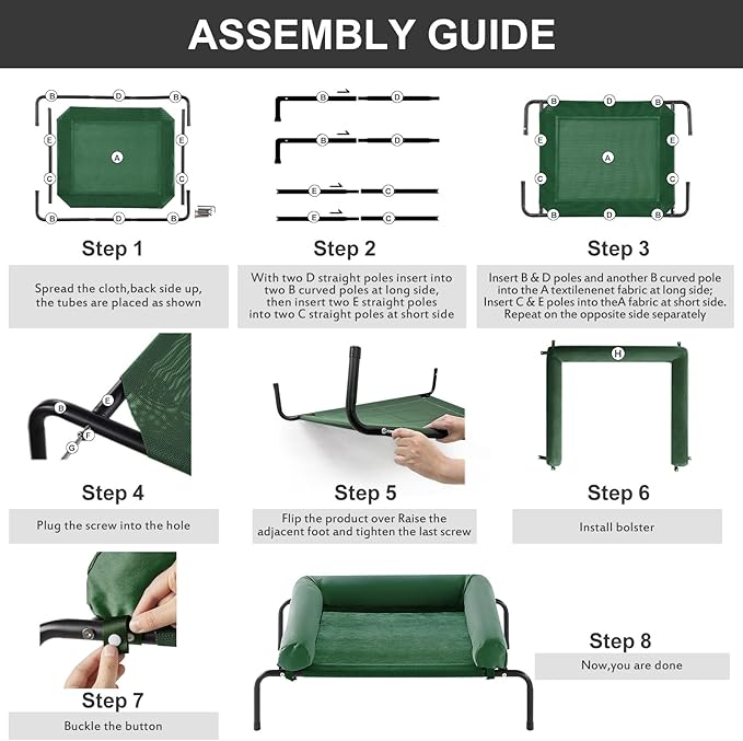 RRPETHOME Large Elevated Cooling Dog Bed, Raised Dog Cot Beds for Large Dogs, Elevated Outdoor Pet Bed, Chew Proof Portable Cooling Pet Cot with Skid-Resistant Feet and Breathable Mesh