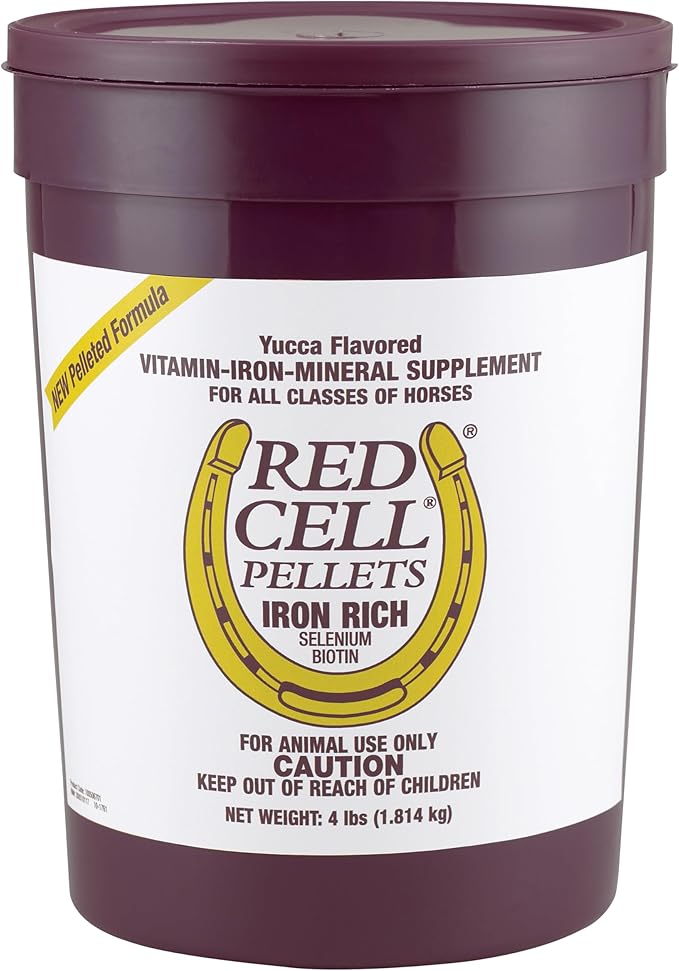 Farnam Horse Health Red Cell Pellets, Vitamin-Iron-Mineral Supplement for Horses, Helps Fill Important Nutritional Gaps in Horse's Diet, 4 lbs., 64-Day Supply