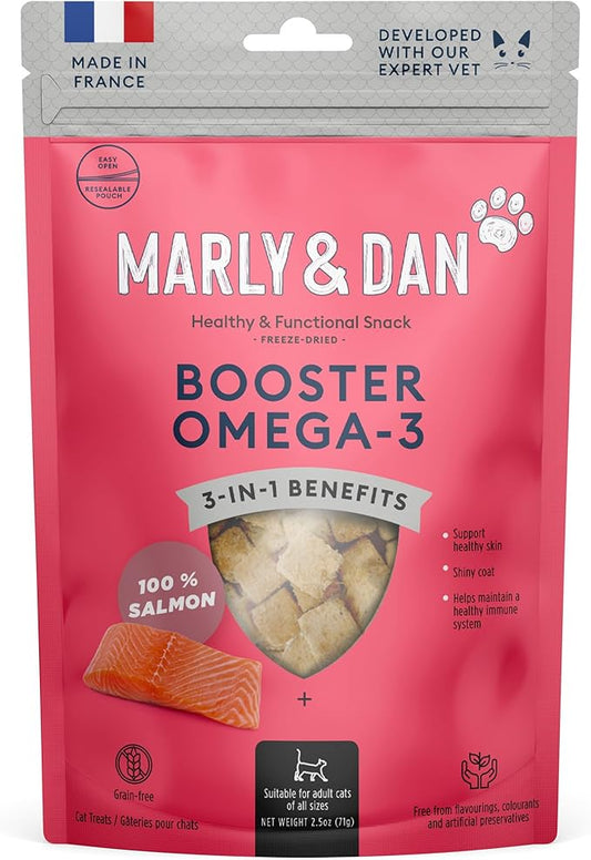 Marly & Dan Tasty 100% Freeze Dried Salmon Omega-3 Booster Treats and Food Topper for Cats