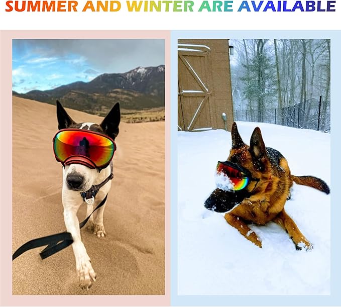 Large Dog Sunglasses with Adjustable Strap UV Protection, Winproof Puppy Sunglasses, Suitable for Medium-Large Pet Glasses, Dogs Eyes Soft Goggles, OrangeColours