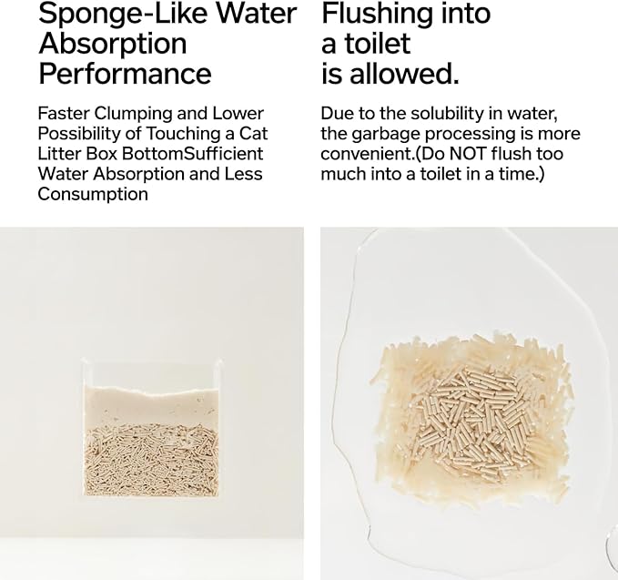 pidan Tofu Cat Litter Clumping,Flushable,Ultra Absorbent and Fast Drying, 100% Natural Ingredients Litter,Solubility in Water,Really Dust-Free,Less Scattering (5.3lb×4bags)