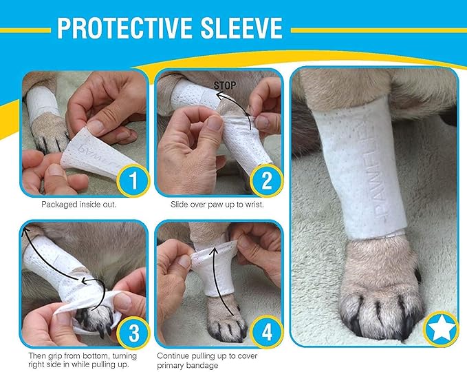 Protective Sleeve Tubular Cover - Bandages - for Dogs Cats and Other Pets First Aid Wound Care Comfortable Non-Adhesive Breathable & Water Resistant 18 Strips (yields 36-54 Covers)-(X-Small)