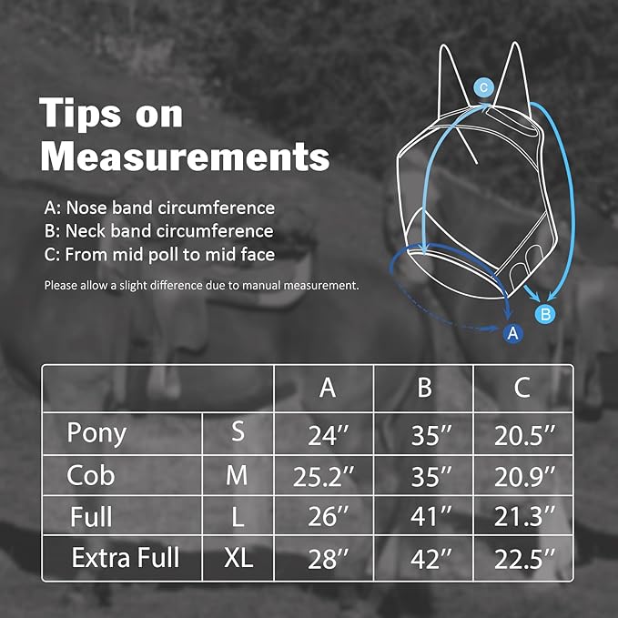 Harrison Howard Pro Luminous Horse Fly Mask Large Eye Space Half Face with Ears UV Protection for Horse Coral Orange/Navy XL