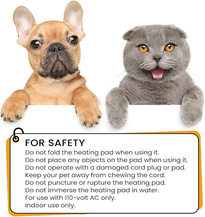 pettycare Pet Heating Pad for Dog Cat, Electric Heating with Steel-Wrapped Cord, 25-Level Timer & 11-Level Temperature Indoor Warming Pads Easy Clean for Puppy Cat Dog L 22x18inch