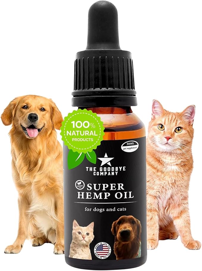 Hemp Oil for Dogs and Cats - 100% Organic Cold Pressed Oil - Made in The USA (30 mL)