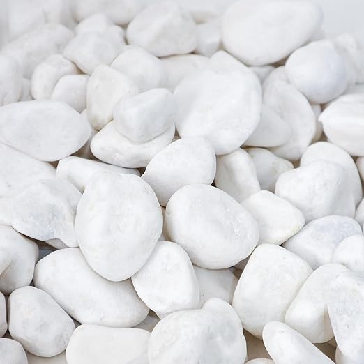 18LB 1"-2" White River Rocks for Plants, Polished Pebbles for Garden Landscaping, Planters, Aquariums, Vase Fillers – Indoor & Outdoor Decor