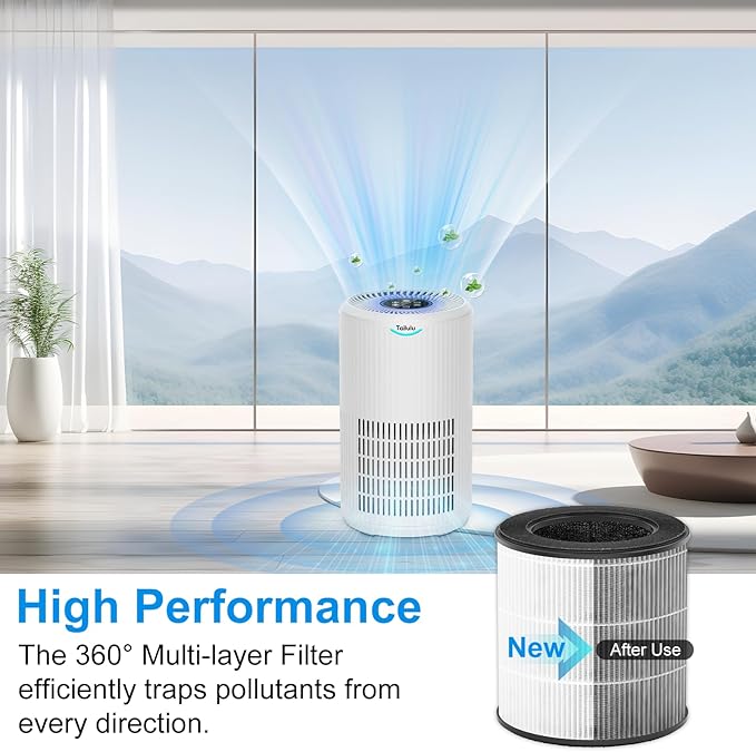 Tailulu 2 Packs D09 Air Purifier Replacement Filter, 3-in-1 True H13 True HEPA Air Cleaner Purifier for Home Large Room Up to 1345 Sq Ft