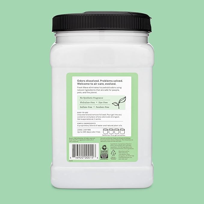 Fresh Wave Original Scent Odor Removing Gel Refill, 63 oz. | Safer Odor Absorbers for Home, Cooking, Trash, & Pets Areas | Natural Plant-Based Odor Eliminator