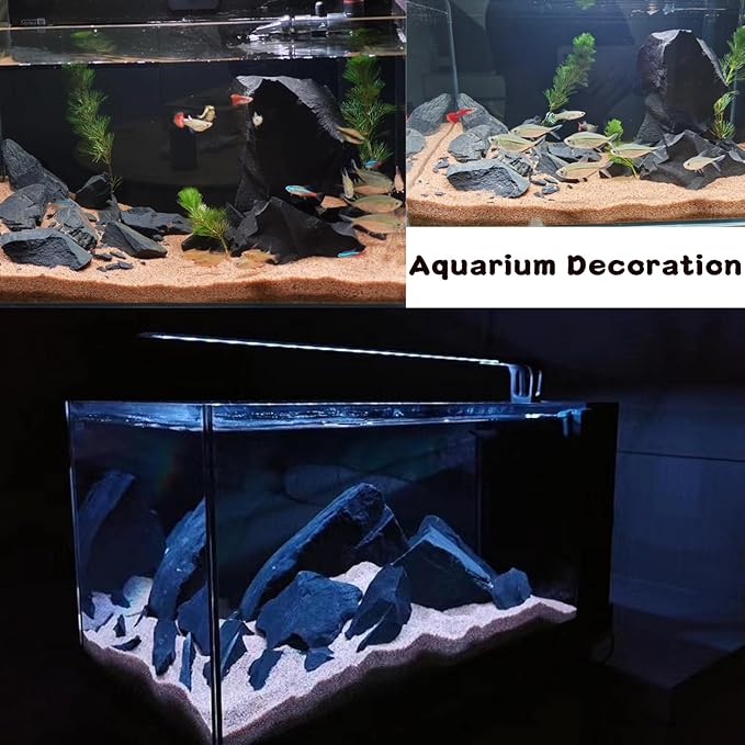 Unocho Aquarium Slate Rocks 10LB Fish Tank Stones Black Rocks for Aquarium,Aquascaping,Fish Tank Decoration, Reptile Basking Platforms, Bonsai & Garden-7Pcs 3-7inches