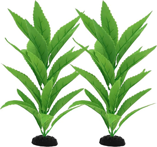 2-Pack 12 Inch Aquarium Silk Aquarium Plants, Artificial Plastic Plant for Small Tank, Goldfish, Fish Hides (Green A, 12 Inch)