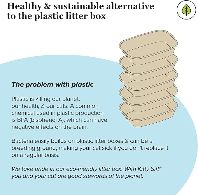 Kitty Sift (6-Pack) Disposable Cat Litter Box, Sustainable, Clean - Jumbo, 6-Pack