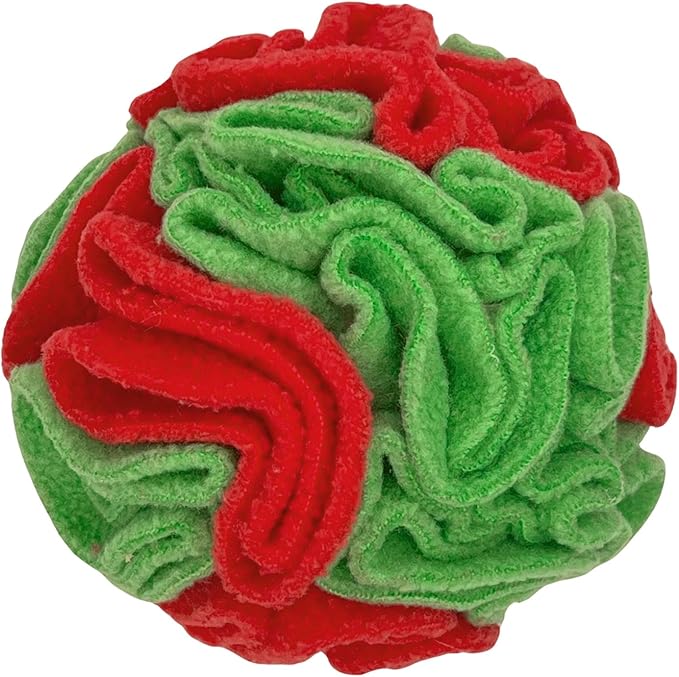 Puppy and Small Breed Snuffle Interactive Foraging Dog Puzzle Ball Toy Christmas Green and Red